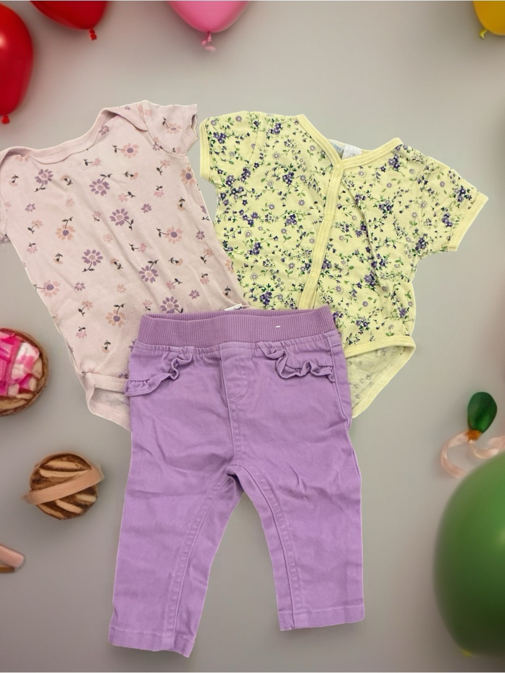 Infant Girls Gerber Purple Flowers Onesie Set 1008